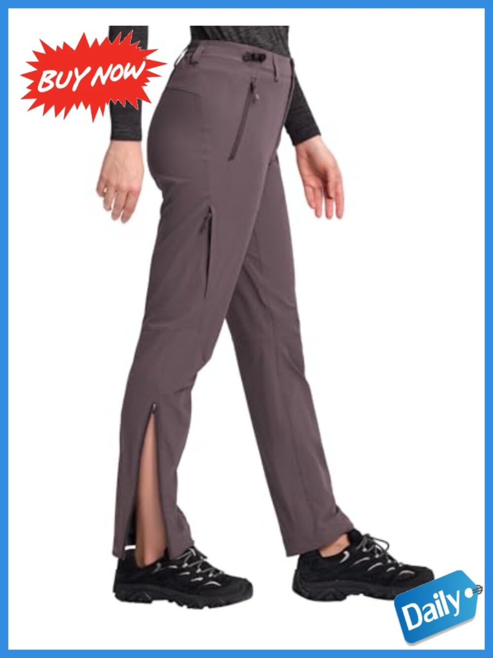 Womens Hiking Pants Lightweight Quick Dry Stretch Cargo Ankle Zippers